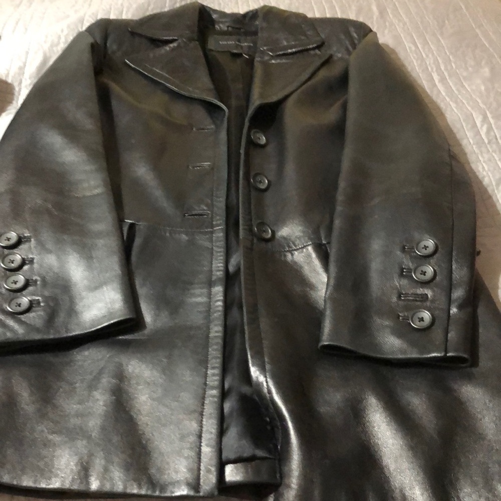 EUC women’s banana republic black leather jacket - Picture 2 of 6